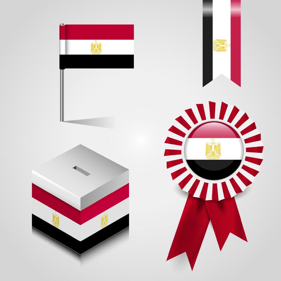 lugar de la bandera del país de egipto en la casilla de votación. bandera de la insignia de la cinta y pin del mapa vector