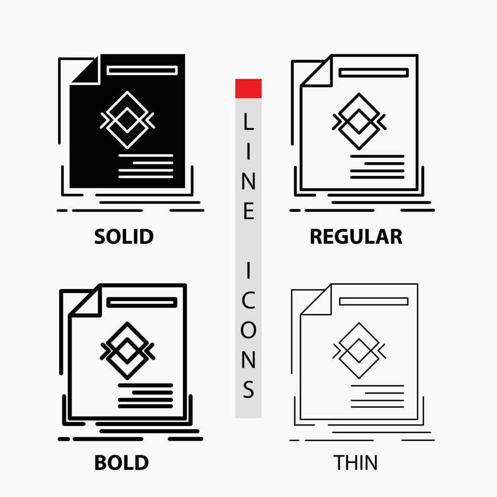 ad. advertisement. leaflet. magazine. page Icon in Thin. Regular. Bold Line and Glyph Style. Vector illustration