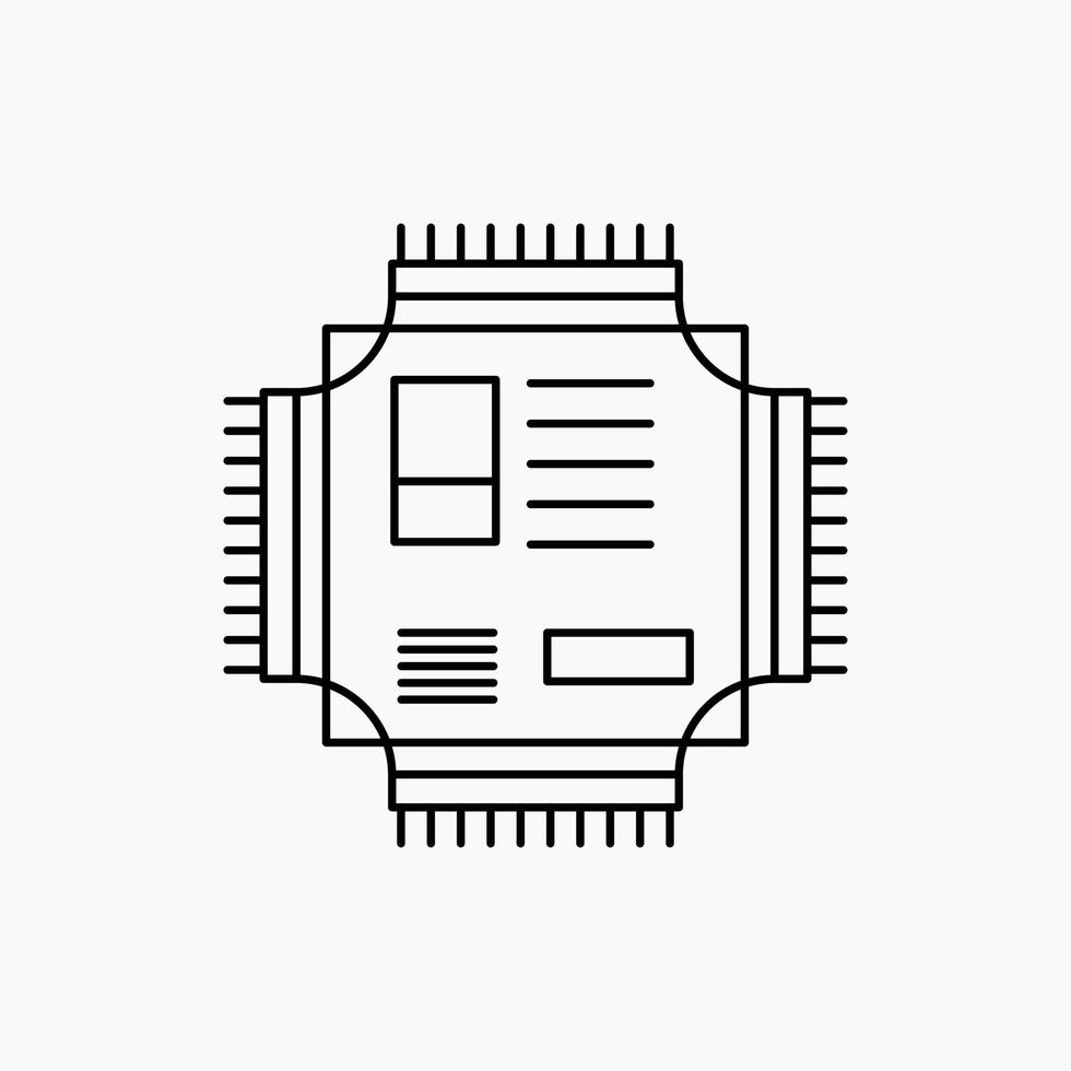Chip. cpu. microchip. processor. technology Line Icon. Vector isolated illustration