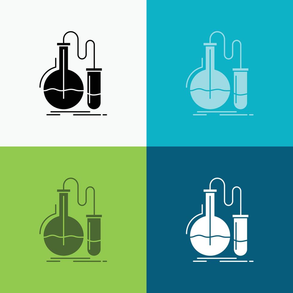 Analysis. chemistry. flask. research. test Icon Over Various Background. glyph style design. designed for web and app. Eps 10 vector illustration