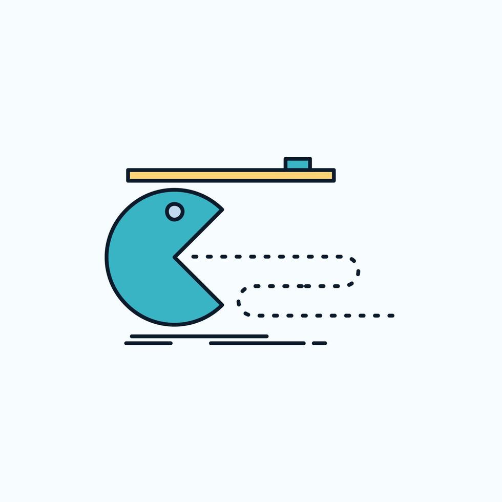 Character. computer. game. gaming. pacman Flat Icon. green and Yellow sign and symbols for website and Mobile appliation. vector illustration