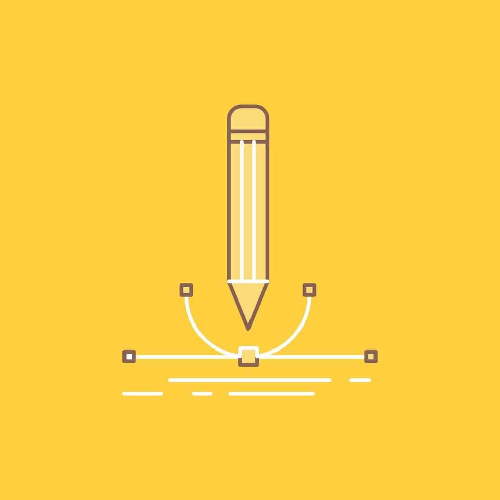 illustration. design. pen. graphic. draw Flat Line Filled Icon. Beautiful Logo button over yellow background for UI and UX. website or mobile application vector