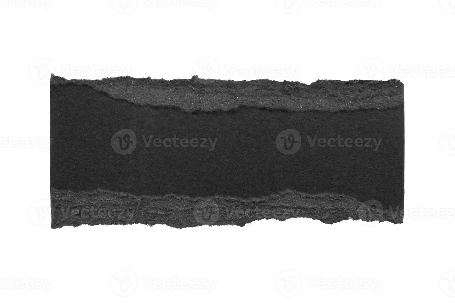 Black ripped paper torn edges strips isolated on white background photo