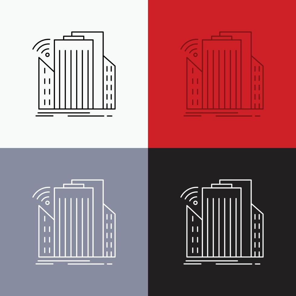 Buildings. city. sensor. smart. urban Icon Over Various Background. Line style design. designed for web and app. Eps 10 vector illustration