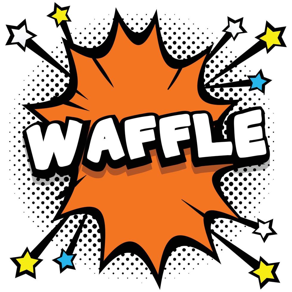 waffle pop art comic burbujas de discurso libro efectos de sonido vector