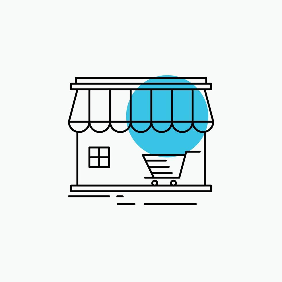 tienda. Tienda. mercado. edificio. icono de línea de compras vector