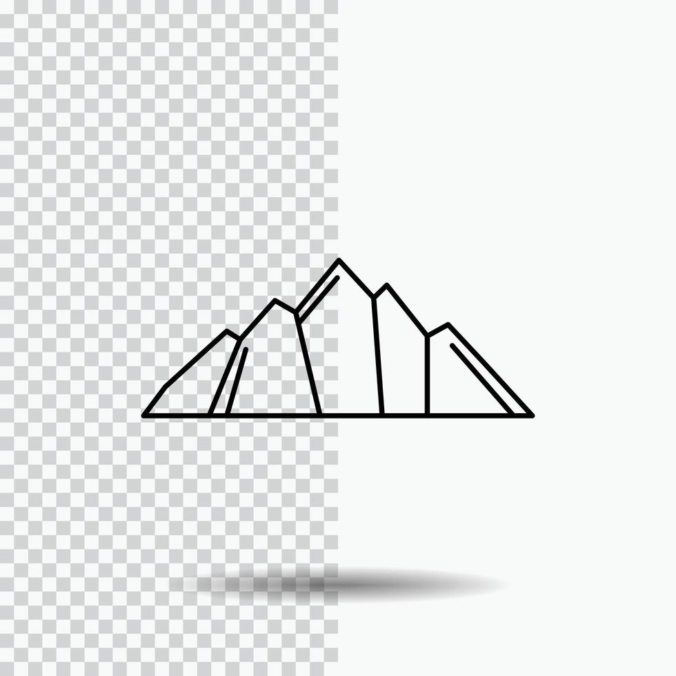 Cerro. paisaje. naturaleza. montaña. icono de línea de escena sobre fondo transparente. ilustración de vector de icono negro