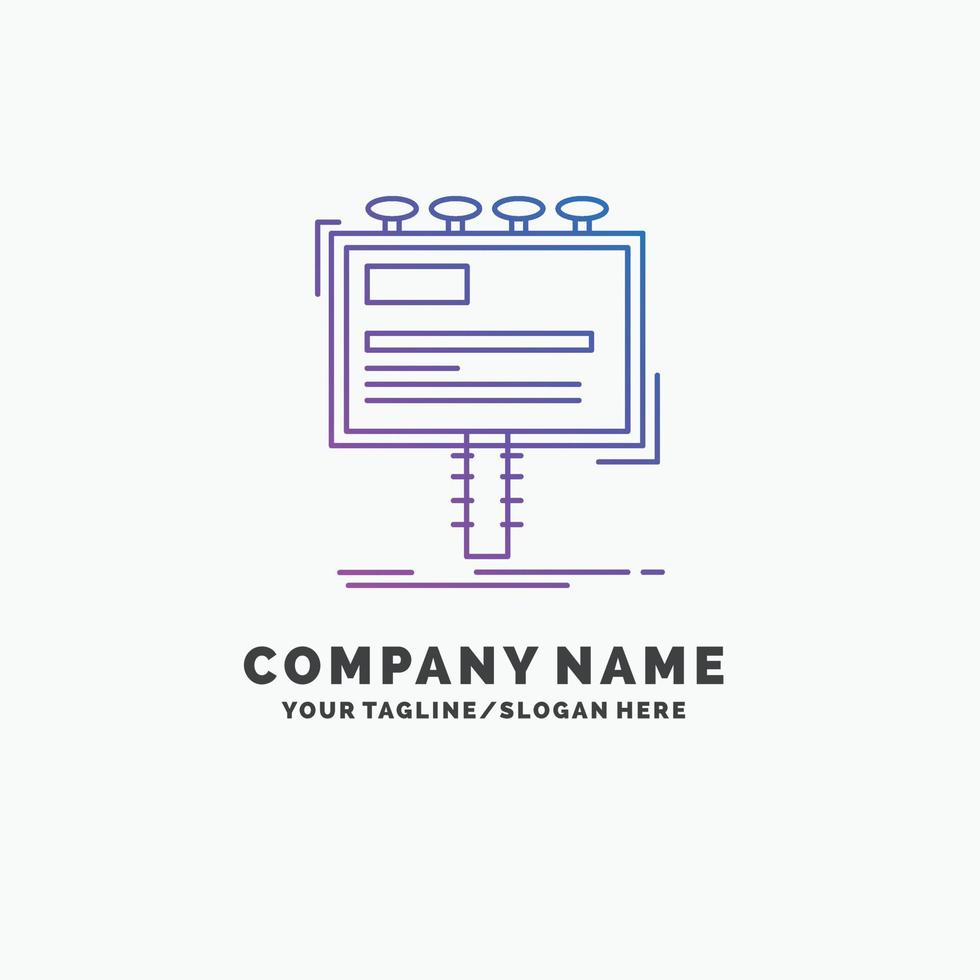 ad. advertisement. advertising. billboard. promo Purple Business Logo Template. Place for Tagline vector