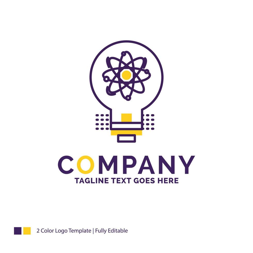 Company Name Logo Design For idea. innovation. light. solution. startup. Purple and yellow Brand Name Design with place for Tagline. Creative Logo template for Small and Large Business. vector