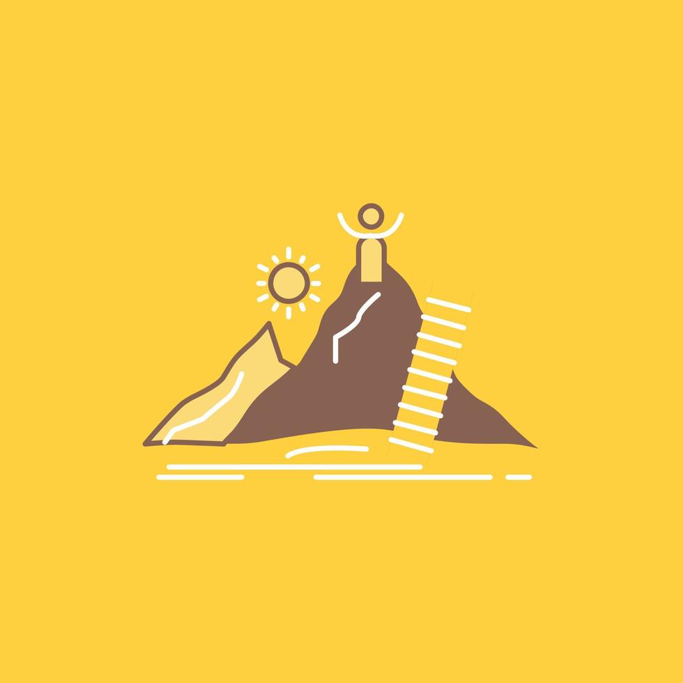 éxito. personal. desarrollo. líder. icono lleno de línea plana de carrera. hermoso botón de logotipo sobre fondo amarillo para ui y ux. sitio web o aplicación móvil vector