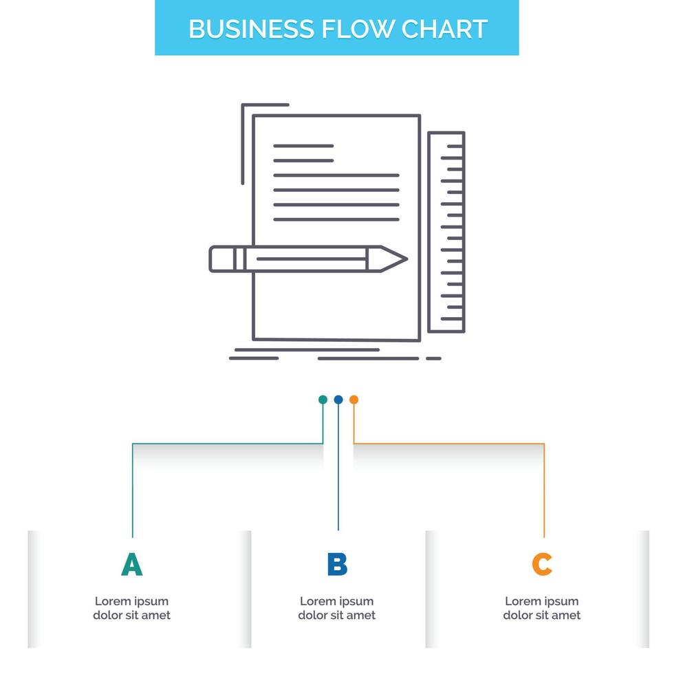 Code. coding. file. programming. script Business Flow Chart Design with 3 Steps. Line Icon For Presentation Background Template Place for text vector