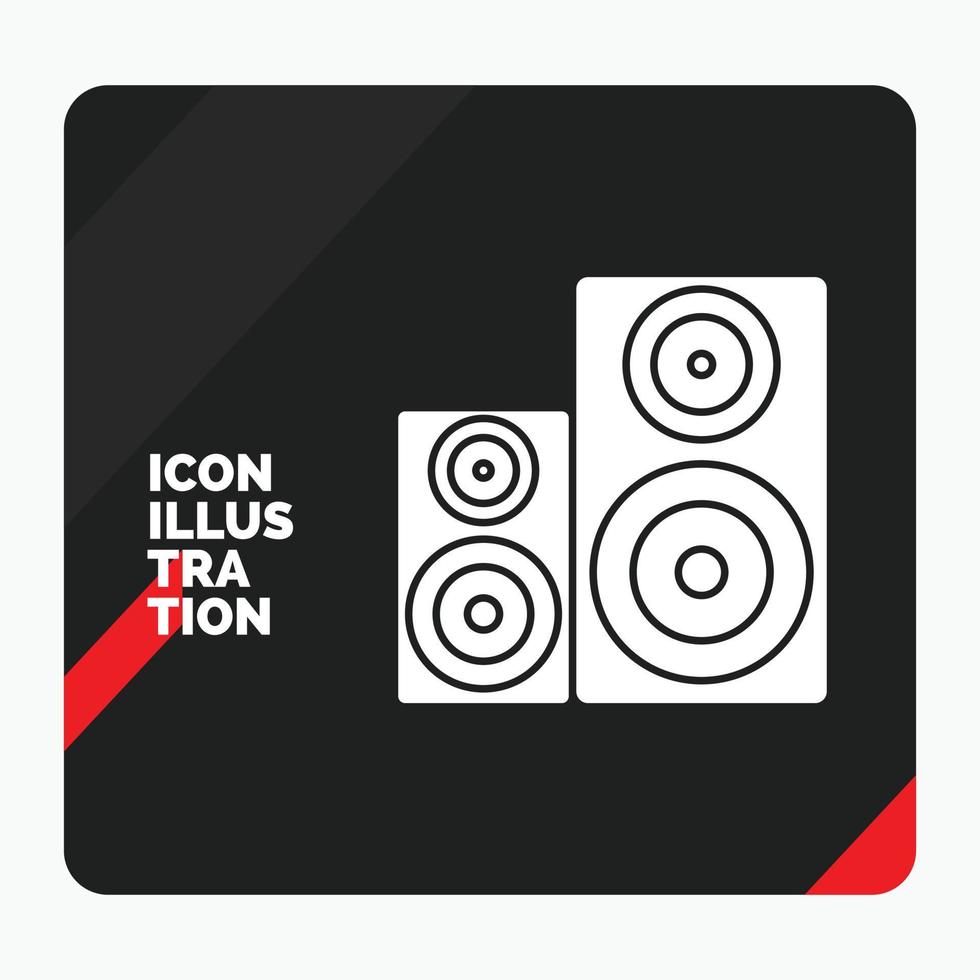 Red and Black Creative presentation Background for Audio. hifi. monitor. speaker. studio Glyph Icon vector