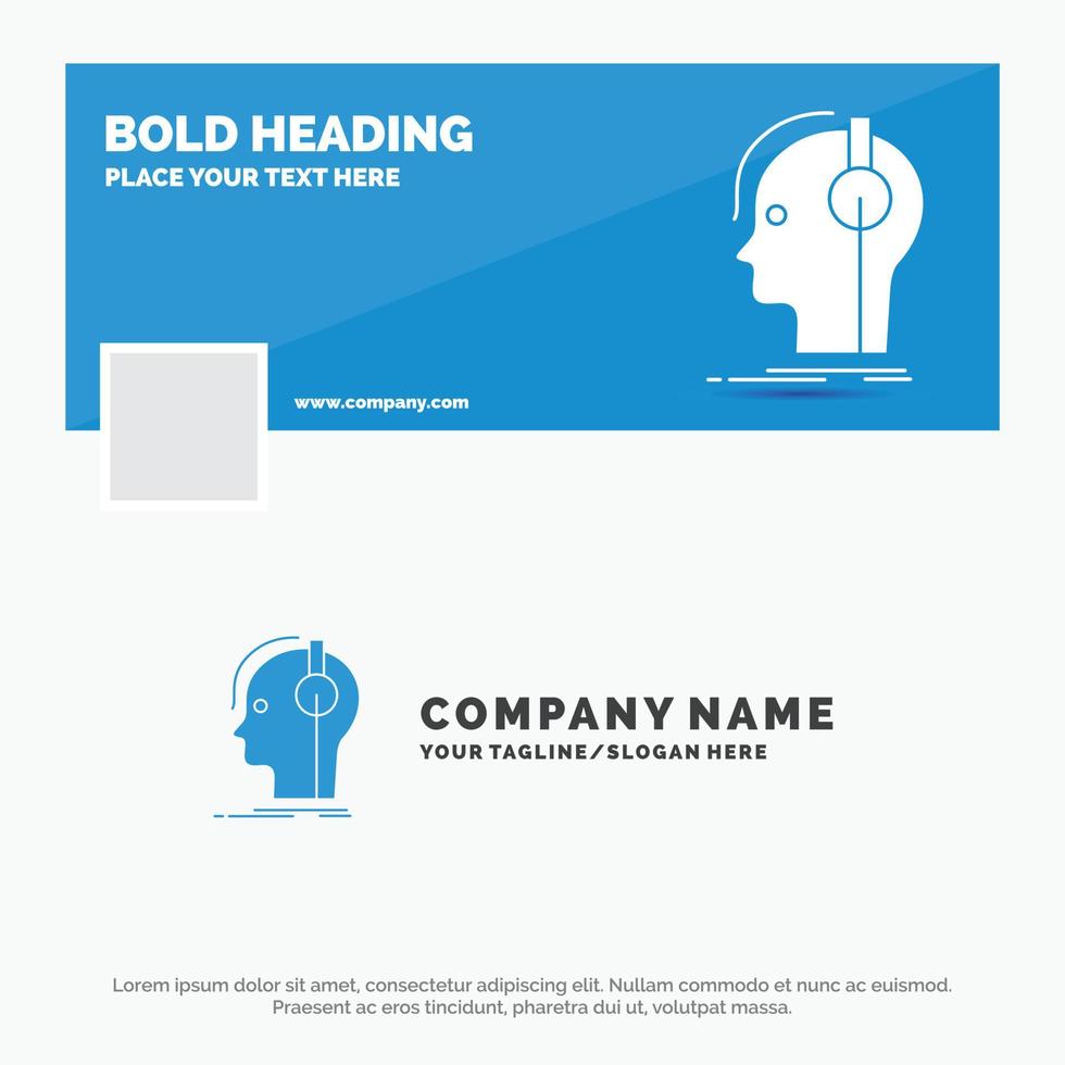 Blue Business Logo Template for composer. headphones. musician. producer. sound. Facebook Timeline Banner Design. vector web banner background illustration