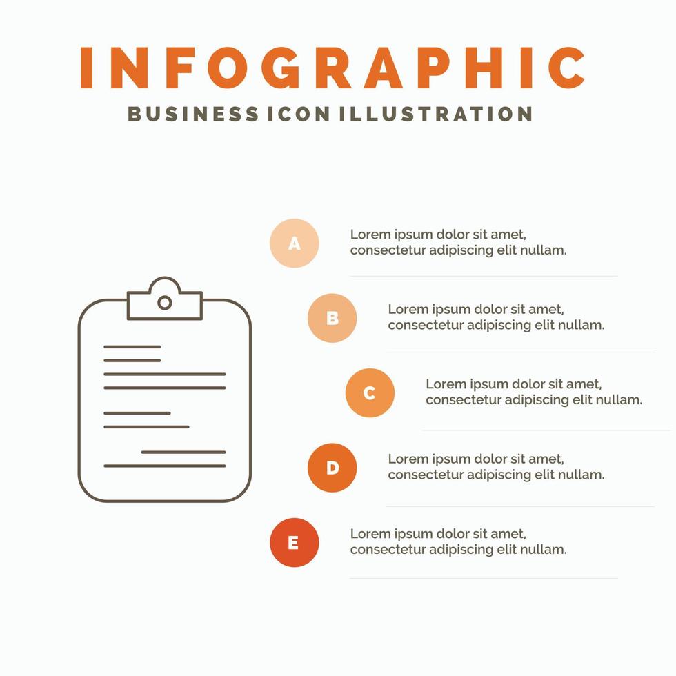 report. medical. paper. checklist. document Infographics Template for Website and Presentation. Line Gray icon with Orange infographic style vector illustration