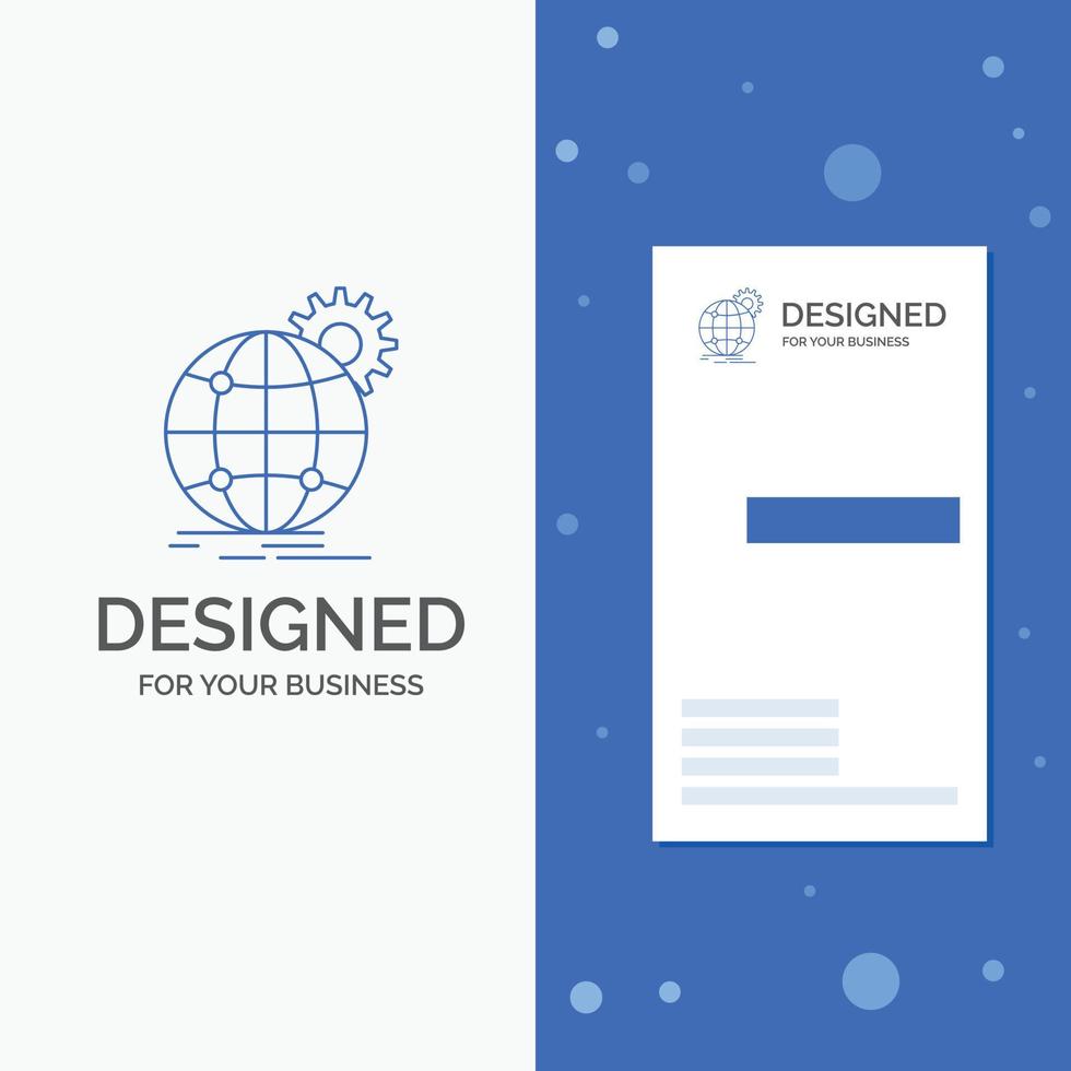 Business Logo for international. business. globe. world wide. gear. Vertical Blue Business .Visiting Card template vector