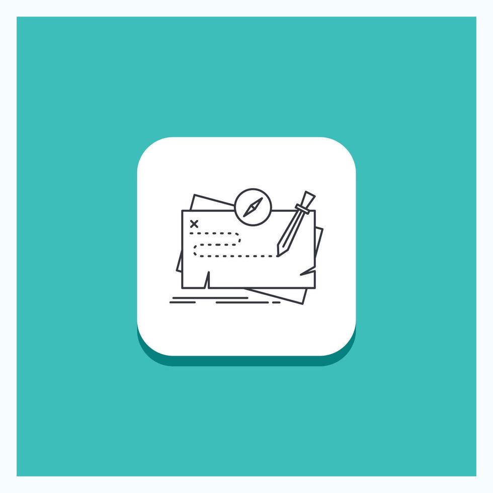 Round Button for Game. map. mission. quest. role Line icon Turquoise Background vector