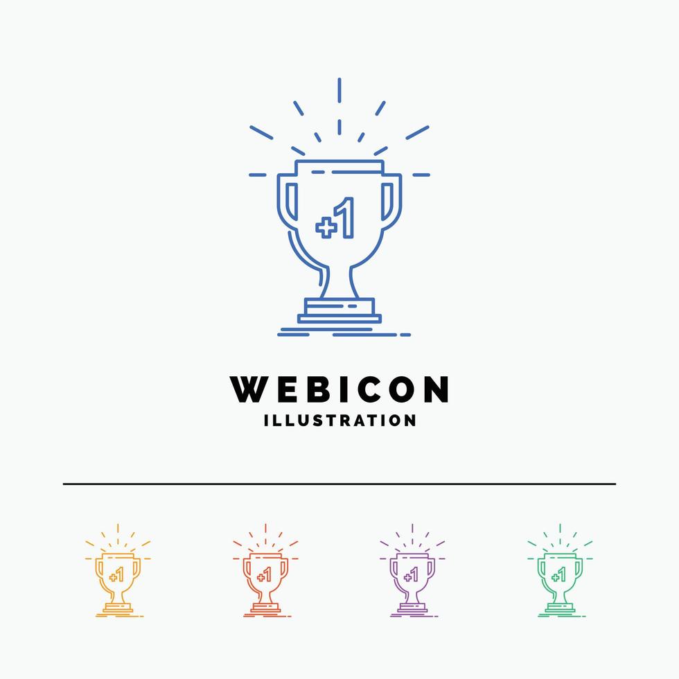 award. trophy. win. prize. first 5 Color Line Web Icon Template isolated on white. Vector illustration