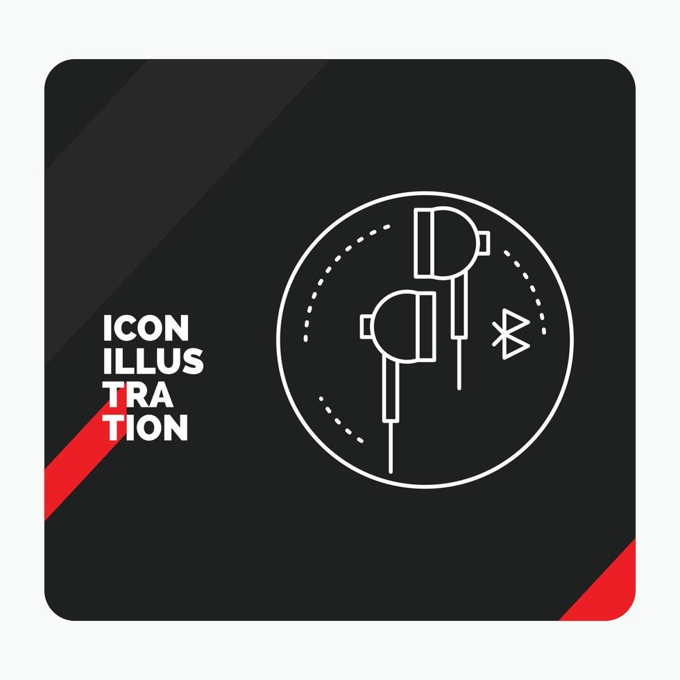 Red and Black Creative presentation Background for Headphone. ear. phone. bluetooth. music Line Icon vector