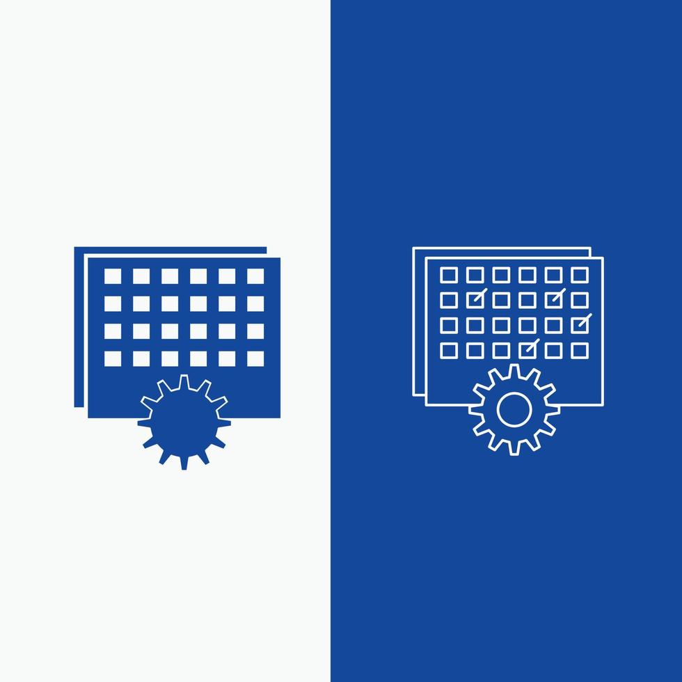 Event. management. processing. schedule. timing Line and Glyph web Button in Blue color Vertical Banner for UI and UX. website or mobile application vector