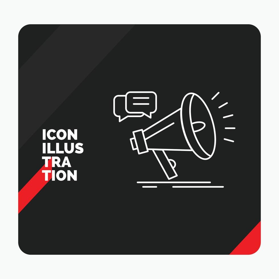 Red and Black Creative presentation Background for marketing. megaphone. announcement. promo. promotion Line Icon vector
