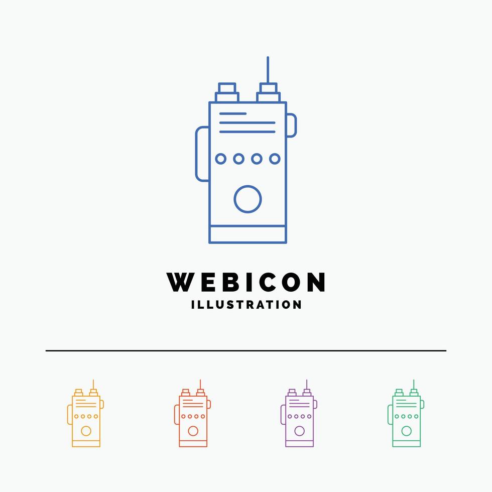 walkie. talkie. communication. radio. camping 5 Color Line Web Icon Template isolated on white. Vector illustration