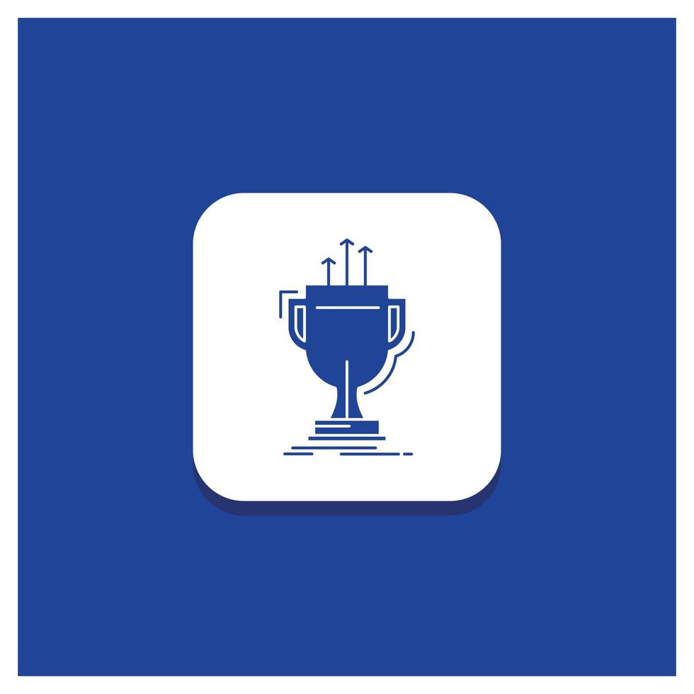 Blue Round Button for award. competitive. cup. edge. prize Glyph icon vector