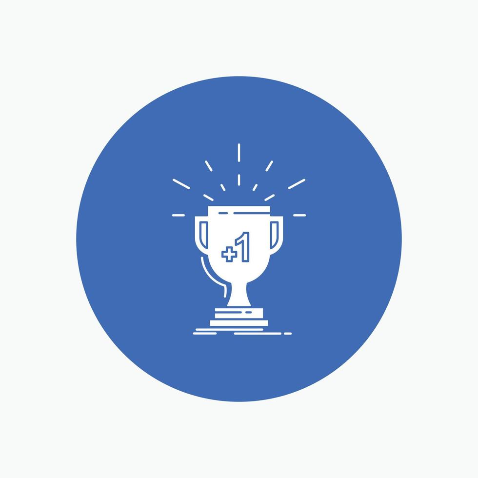 award. trophy. win. prize. first White Glyph Icon in Circle. Vector Button illustration