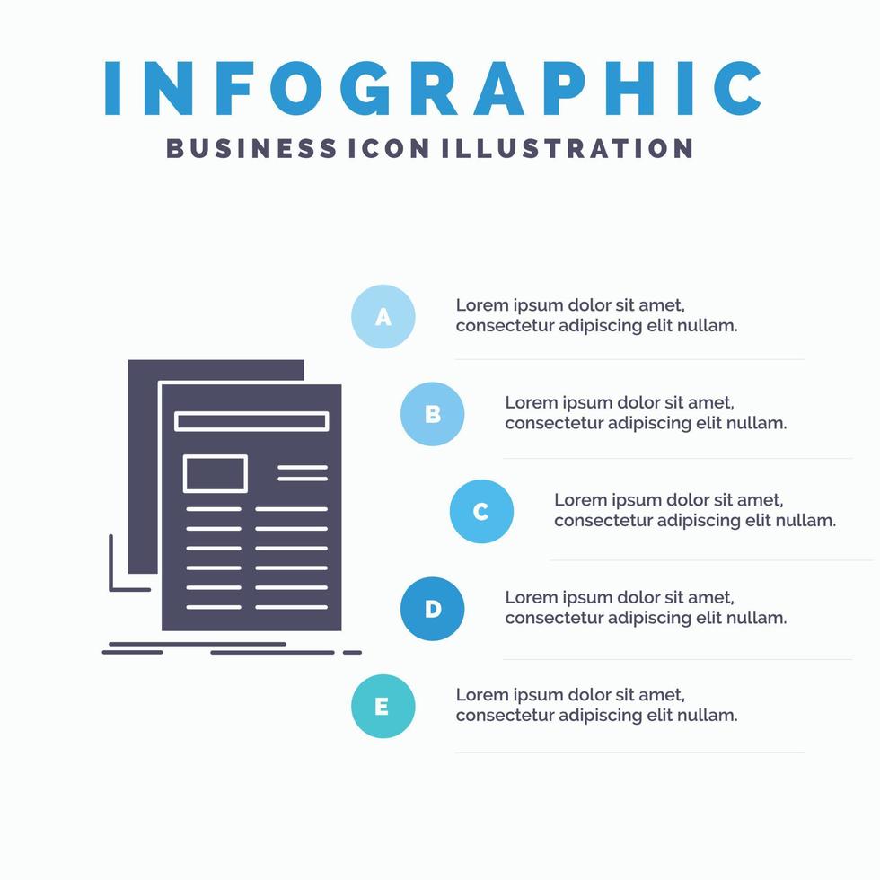 Gazette. media. news. newsletter. newspaper Infographics Template for Website and Presentation. GLyph Gray icon with Blue infographic style vector illustration.