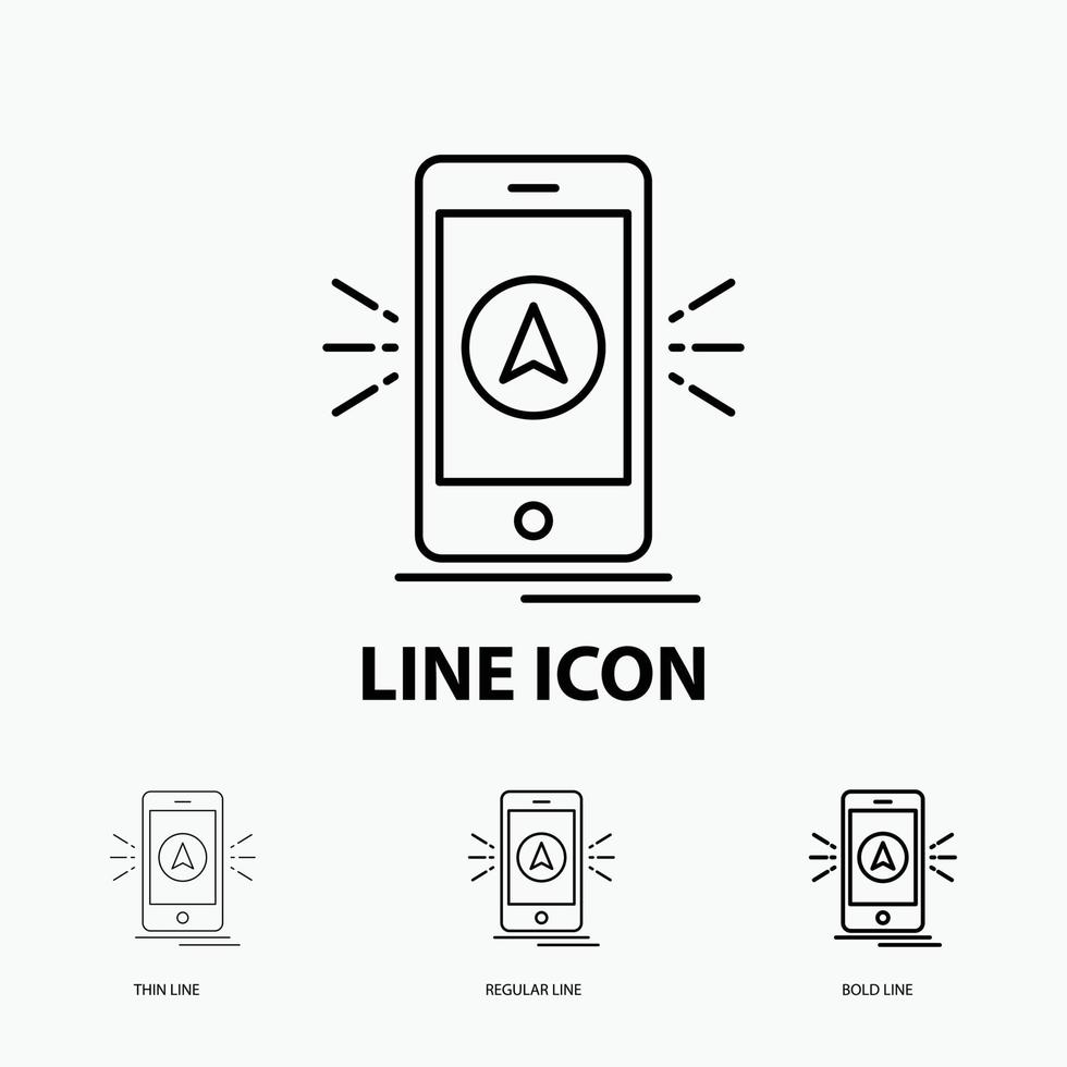 navigation. app. camping. gps. location Icon in Thin. Regular and Bold Line Style. Vector illustration