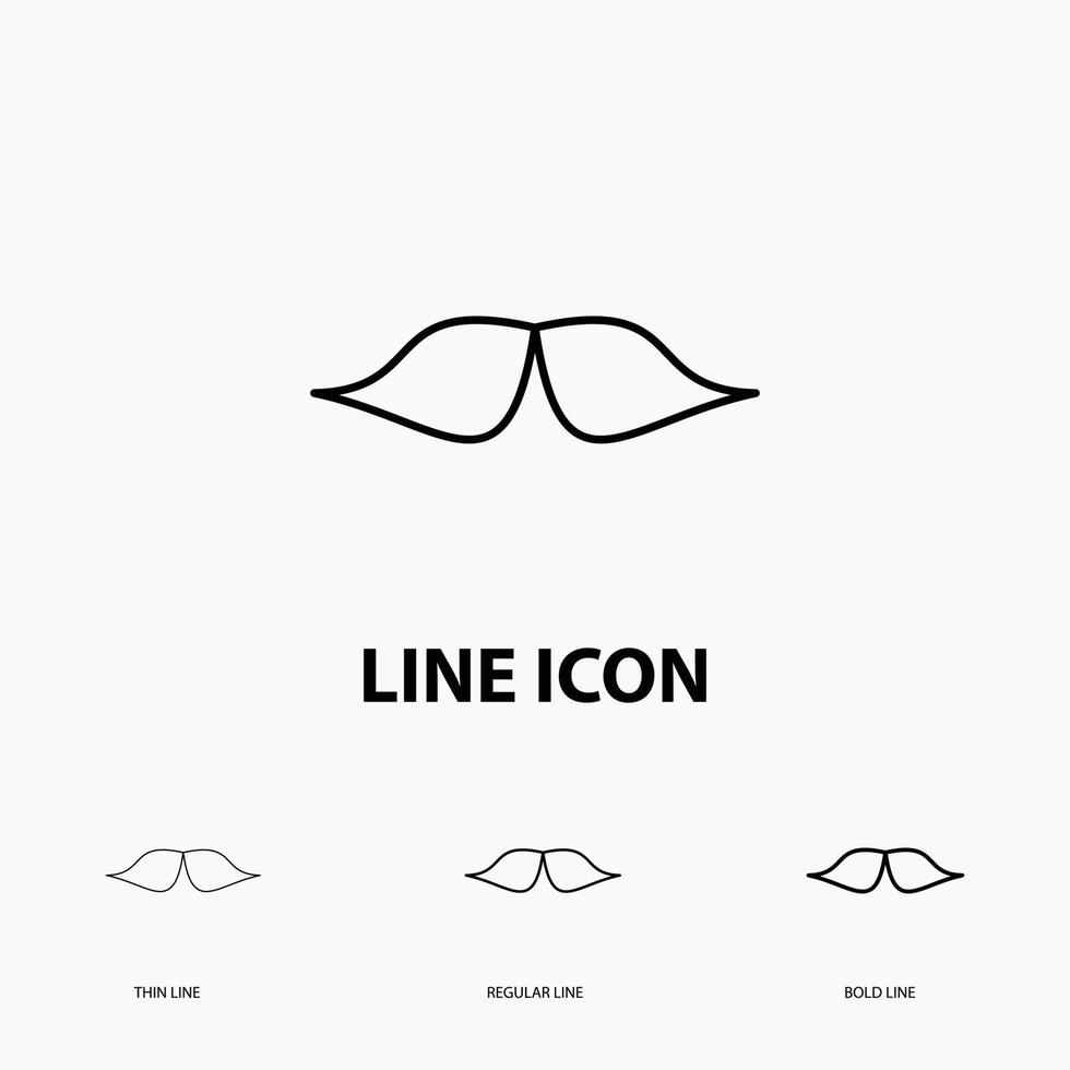moustache. Hipster. movember. male. men Icon in Thin. Regular and Bold Line Style. Vector illustration