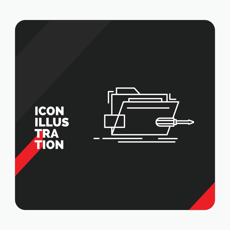 fondo de presentación creativa rojo y negro para carpeta. reparar. destornillador tecnología icono de línea técnica vector