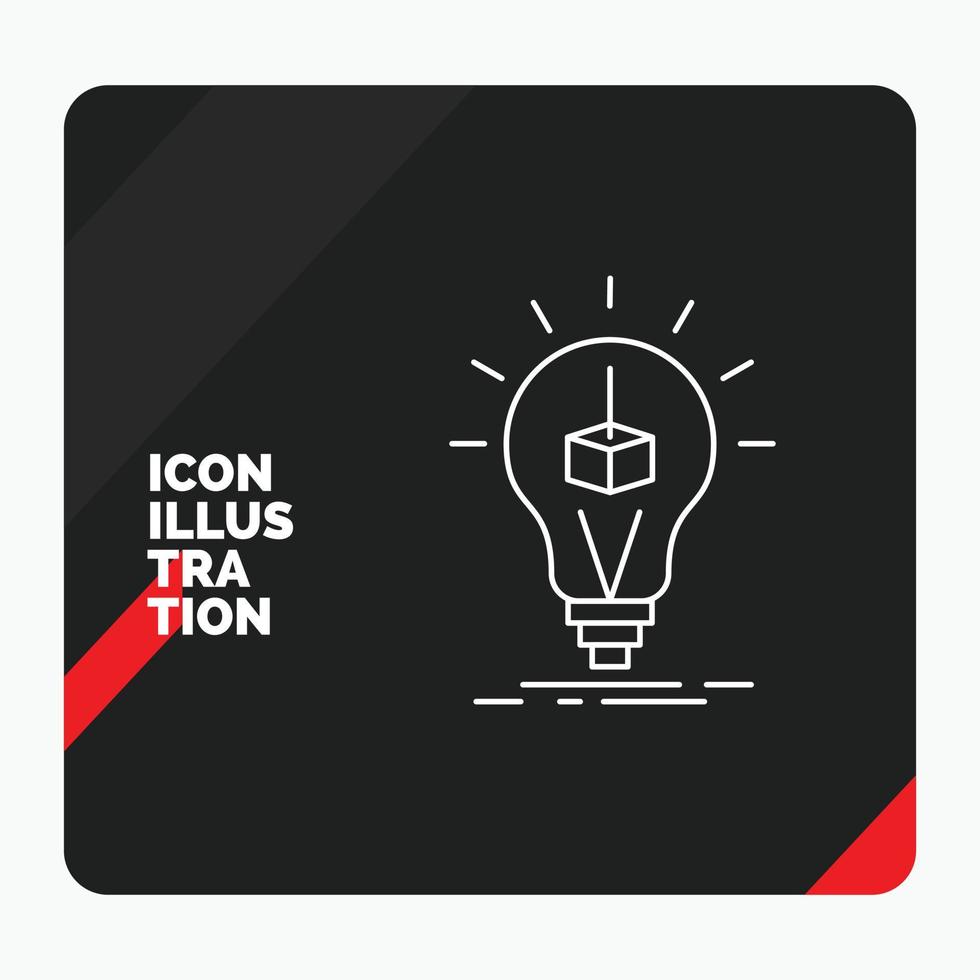 Red and Black Creative presentation Background for 3d Cube. idea. bulb. printing. box Line Icon vector