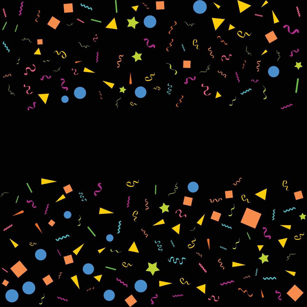 confetti concept design template holiday Happy Day. Black Background Celebration Vector illustration.