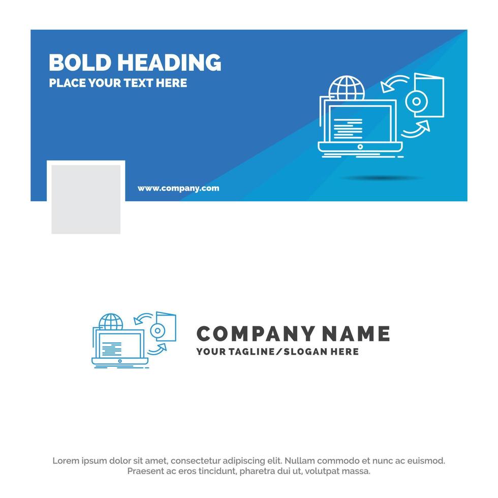 Blue Business Logo Template for Disc. online. game. publish. publishing. Facebook Timeline Banner Design. vector web banner background illustration