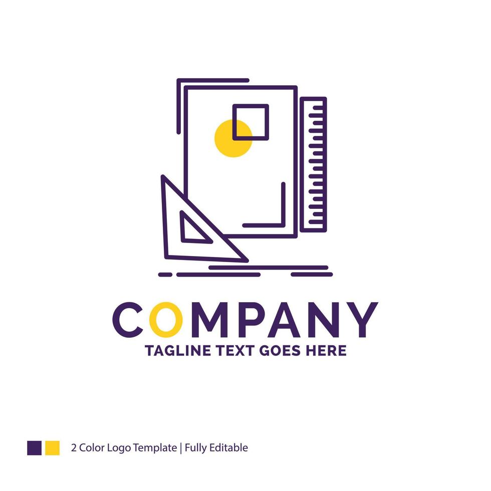 Company Name Logo Design For Design. layout. page. sketch. sketching. Purple and yellow Brand Name Design with place for Tagline. Creative Logo template for Small and Large Business. vector