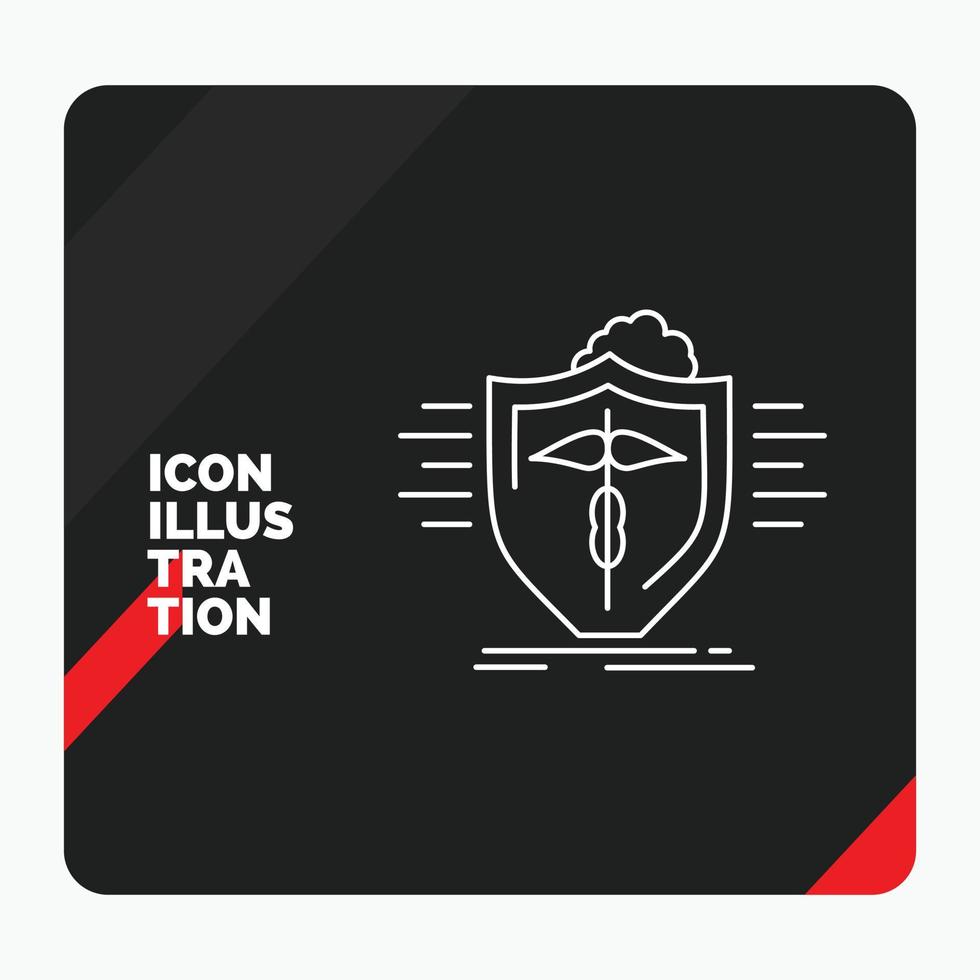 Red and Black Creative presentation Background for insurance. health. medical. protection. safe Line Icon vector