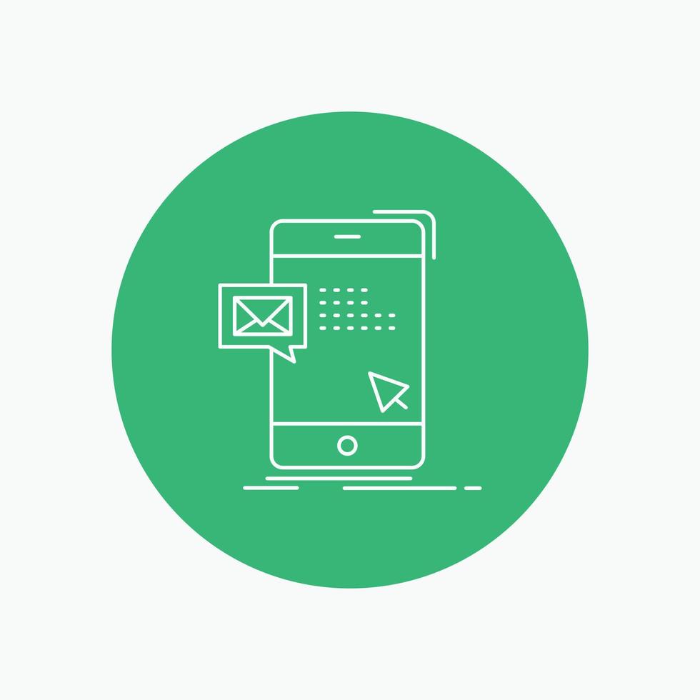 bulk. dialog. instant. mail. message White Line Icon in Circle background. vector icon illustration