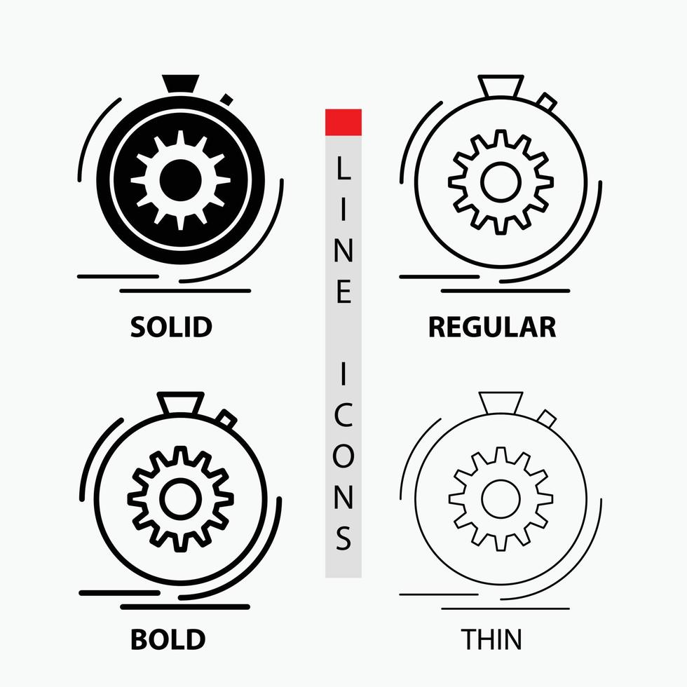 Action. fast. performance. process. speed Icon in Thin. Regular. Bold Line and Glyph Style. Vector illustration