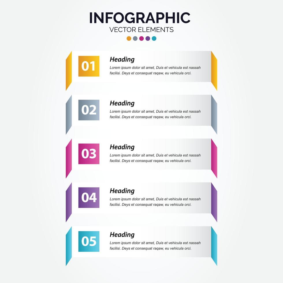 Plantilla de infografía vertical de negocios de presentación con 5 opciones ilustración vectorial vector