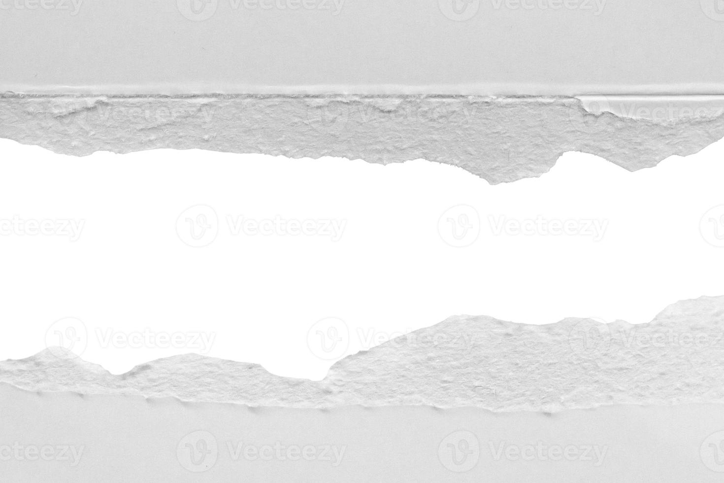White ripped paper torn edges strips isolated on white background photo