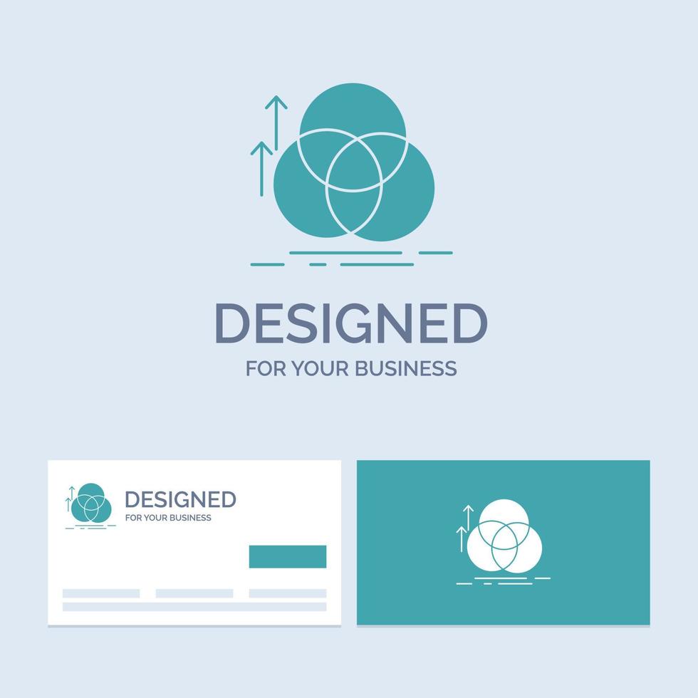 balance. circulo. alineación. medición. símbolo de icono de glifo de logotipo de negocio de geometría para su negocio. tarjetas de visita turquesas con plantilla de logotipo de marca. vector