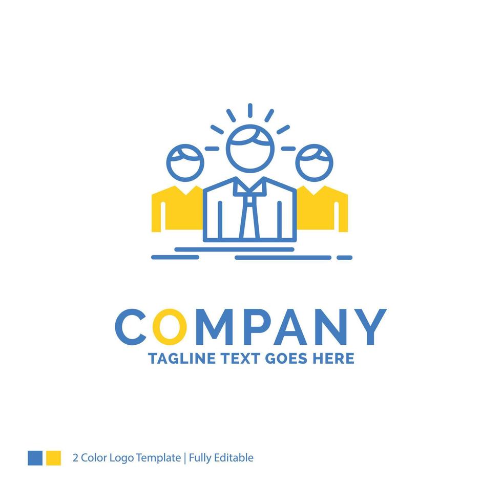 Business. career. employee. entrepreneur. leader Blue Yellow Business Logo template. Creative Design Template Place for Tagline. vector