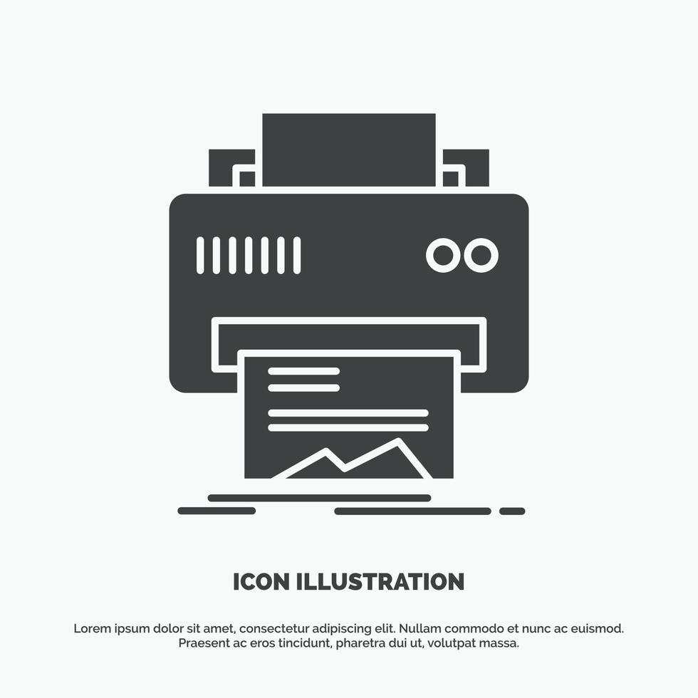 Digital. printer. printing. hardware. paper Icon. glyph vector gray symbol for UI and UX. website or mobile application