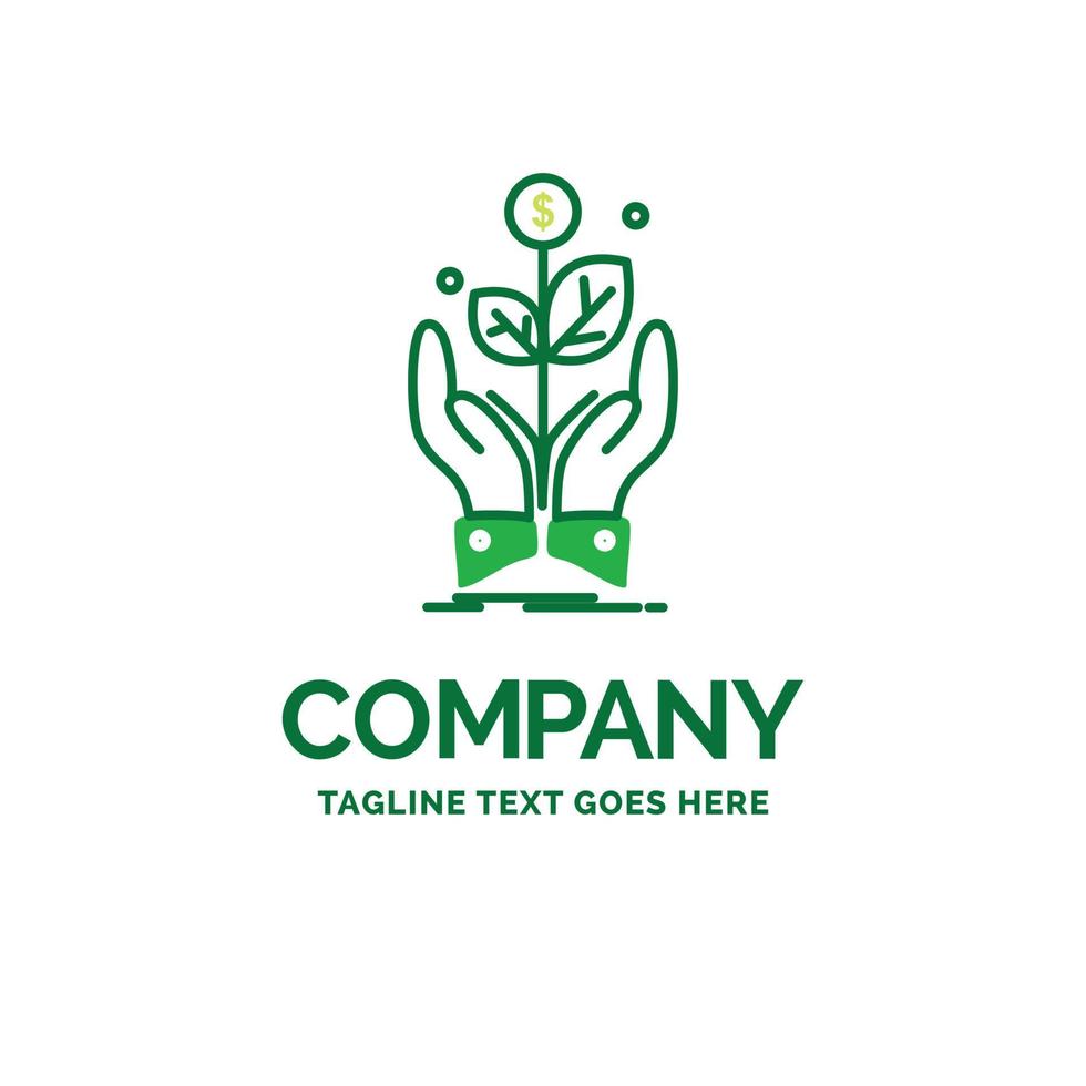 business. company. growth. plant. rise Flat Business Logo template. Creative Green Brand Name Design. vector