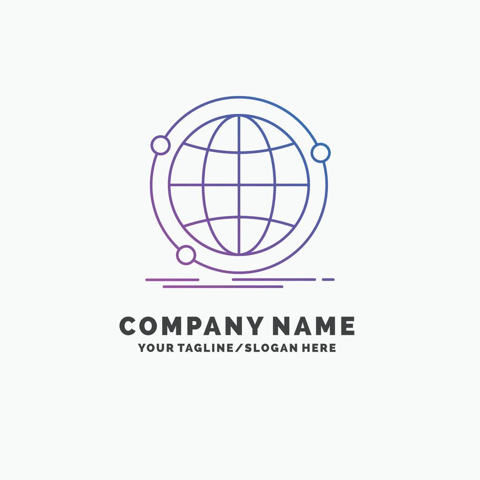 Data. global. internet. network. web Purple Business Logo Template. Place for Tagline vector