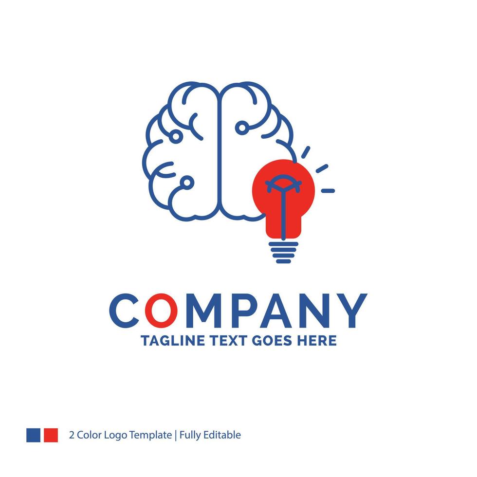 Company Name Logo Design For idea. business. brain. mind. bulb. Blue and red Brand Name Design with place for Tagline. Abstract Creative Logo template for Small and Large Business. vector