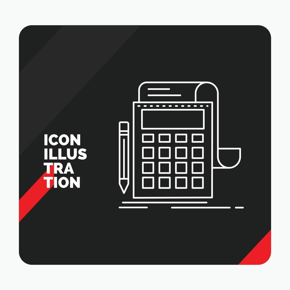 Red and Black Creative presentation Background for Accounting. audit. banking. calculation. calculator Line Icon vector
