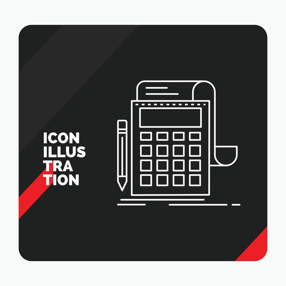 fondo de presentación creativa rojo y negro para contabilidad. auditoría. bancario. cálculo. icono de línea de calculadora vector