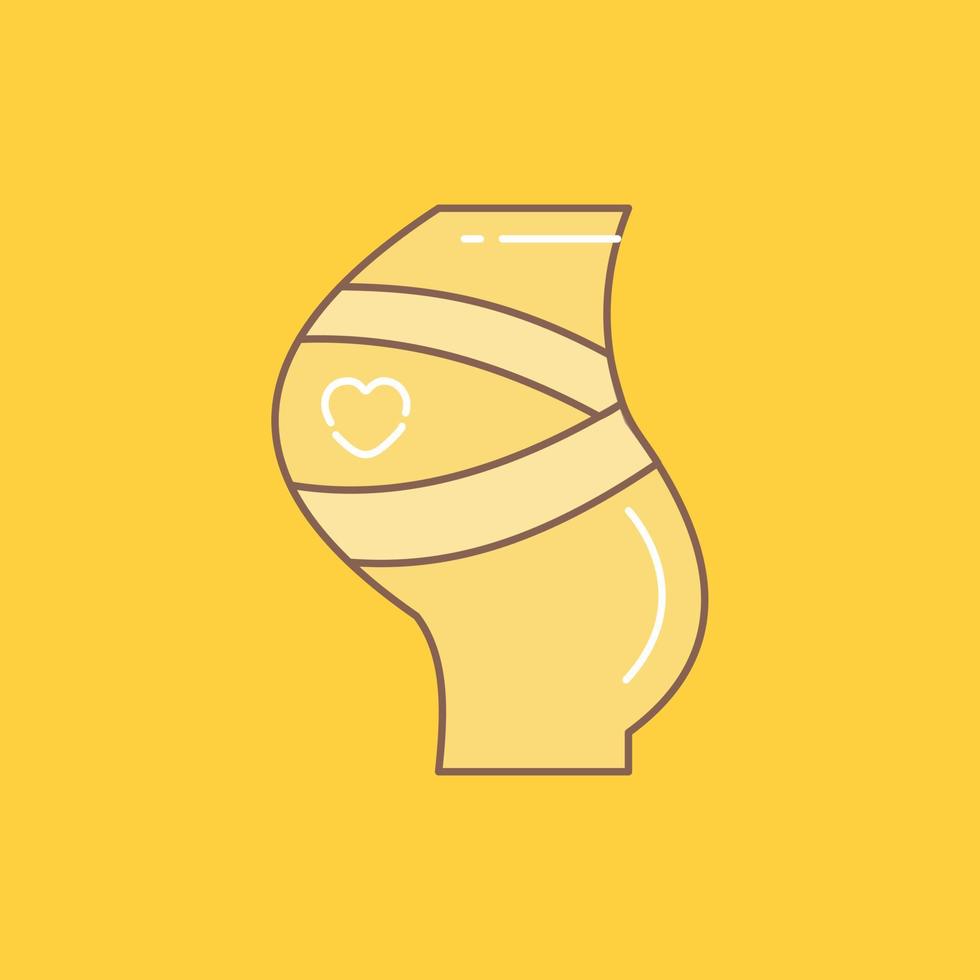 Belt. Safety. Pregnancy. Pregnant. women Flat Line Filled Icon. Beautiful Logo button over yellow background for UI and UX. website or mobile application vector