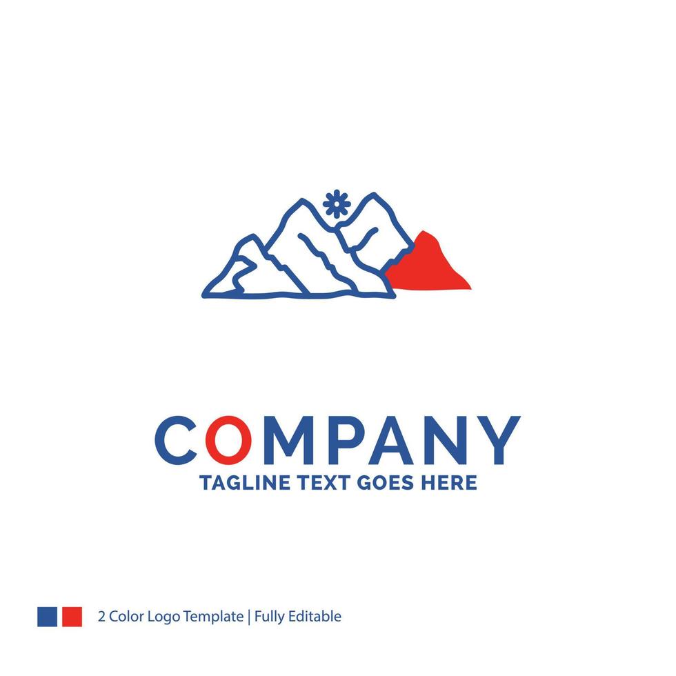 Company Name Logo Design For mountain. landscape. hill. nature. scene. Blue and red Brand Name Design with place for Tagline. Abstract Creative Logo template for Small and Large Business. vector